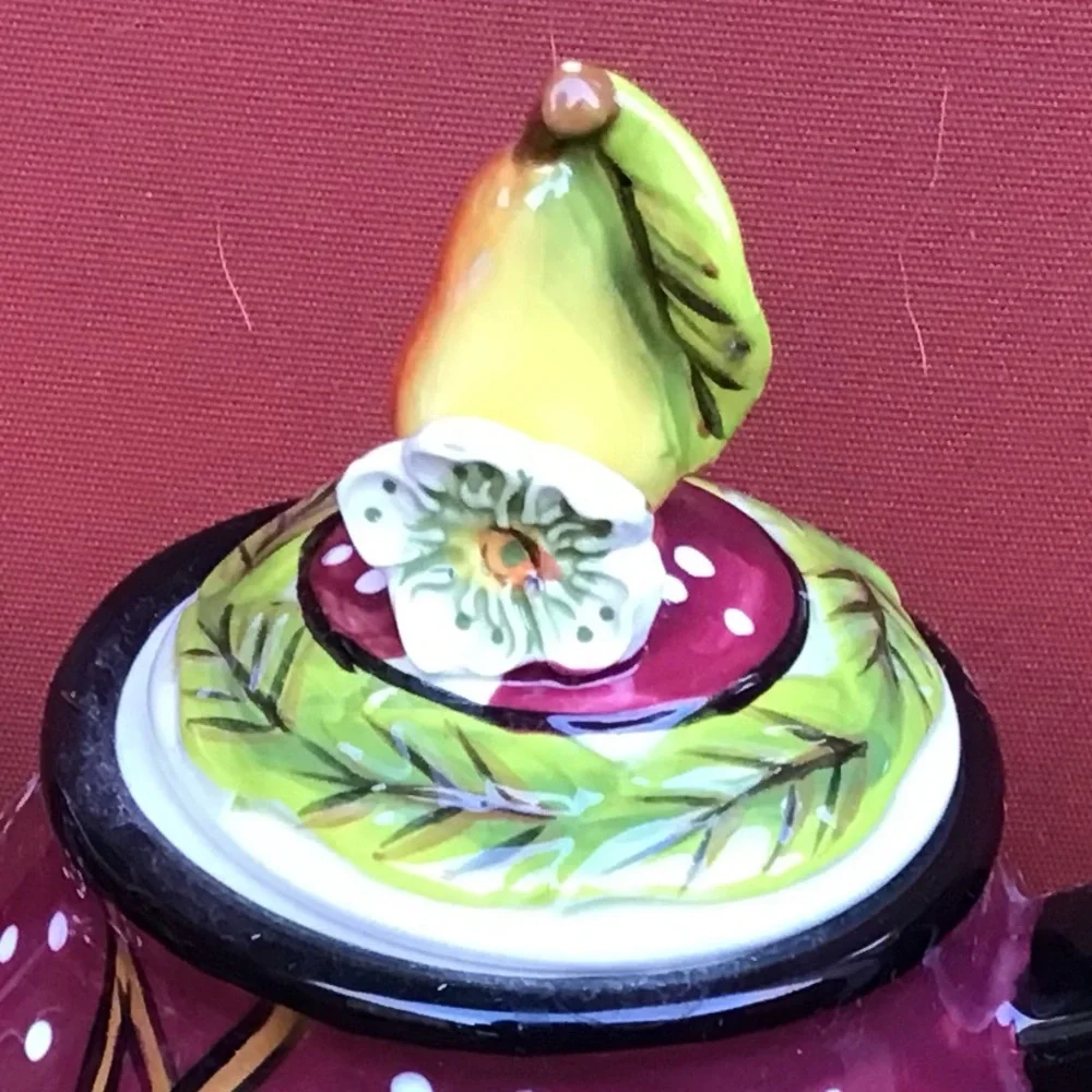 NWOT - Vintage - Rare - Blue Sky Ceramics- Coloful Pears Design - - Picture 4 of 5